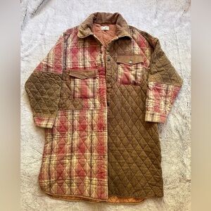 Oli & Hali Quilted Jacket in Rust Orange and Tan